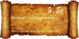 Hofman Szilveszter névjegykártya